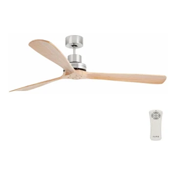 FARO 33504DC - Deckenventilator LANTAU XL Holz/Chrom d 168 cm + Fernbedienung